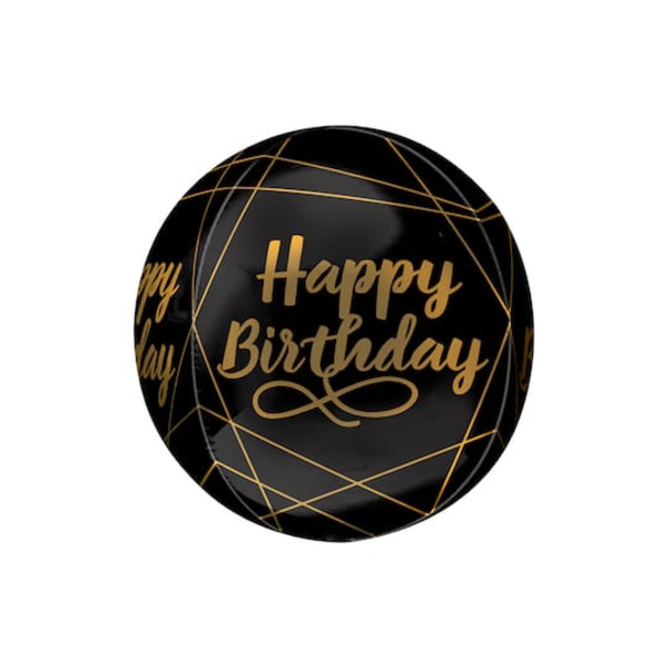 Anagram INFLATED Orbz 16" Happy Birthday Elegant Foil Balloon