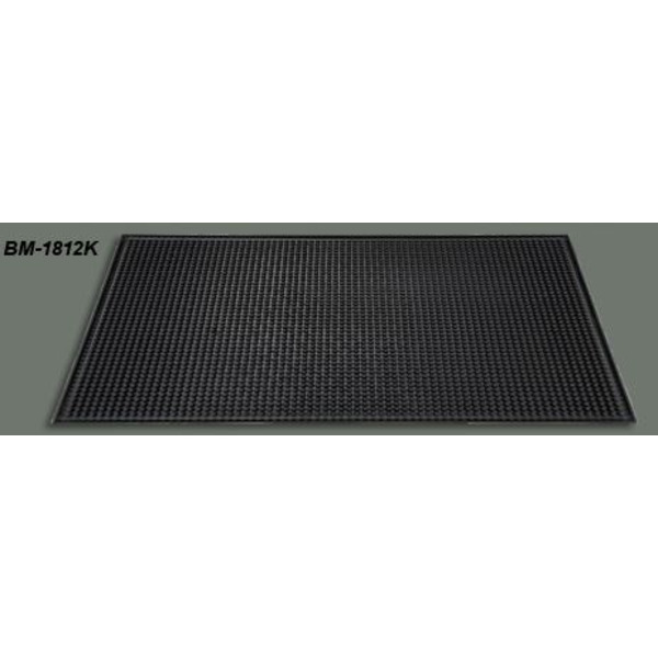 Black Rubber Bar Service Mat, 18x12"