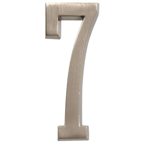 Everbilt 4 In. Satin Nickel Flush Mount Self-adhesive House Number 7