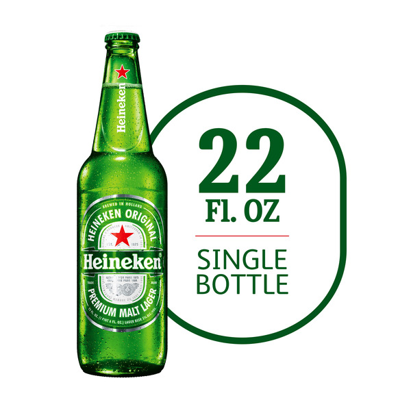 Heineken Original Lager Beer, Single 22 fl oz Bottle Same-Day