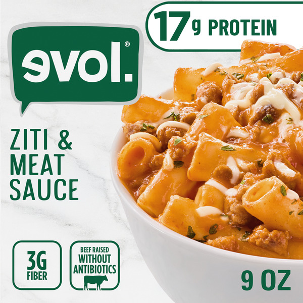 EVOL Ziti and Meat Sauce, 17g Protein, High Protein Frozen Meal