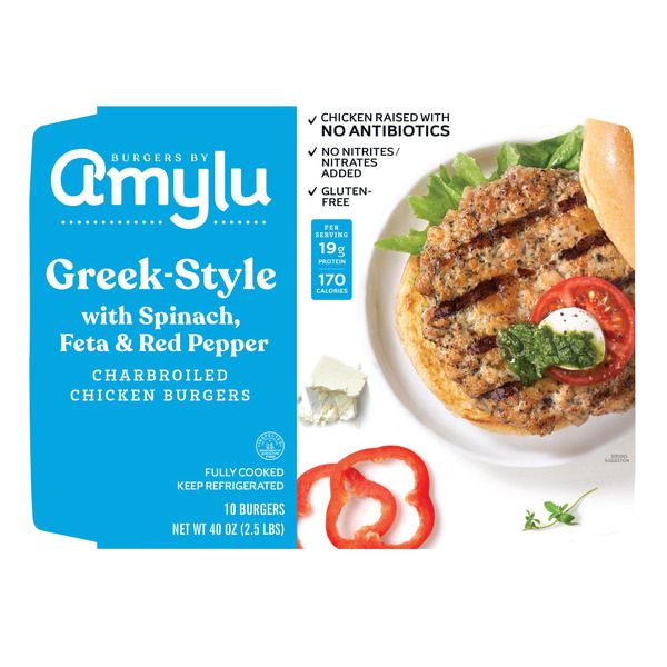 Amylu Greek Style Chicken Burgers, 10-count