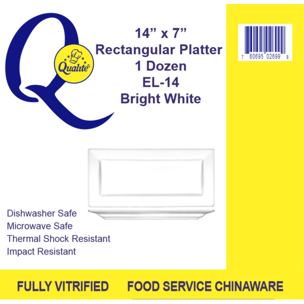 Qualite - 14"X7" White Rectangular Platter - 1 Dz