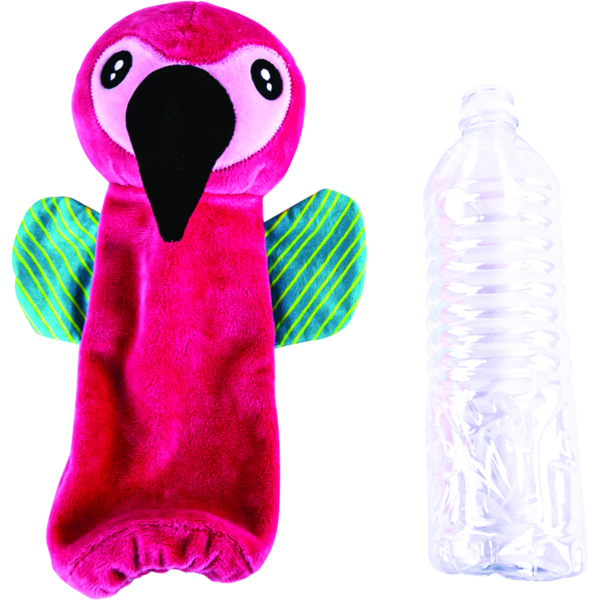 Play On Bottle Crunch Flamingo Dog Toy