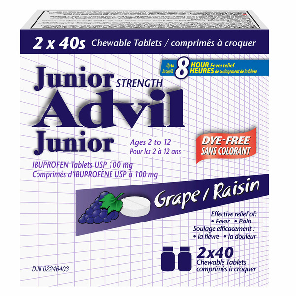 Advil Grape Junior Strength Chewable Ibuprofen Tablets