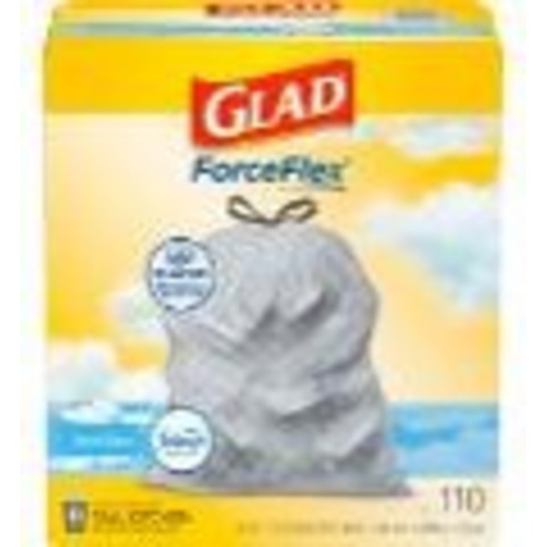 Glad ForceFlex Tall Kitchen Drawstring Trash Bags � 13 Gallon Fresh Clean scent with Febreze Freshness � 110 Count