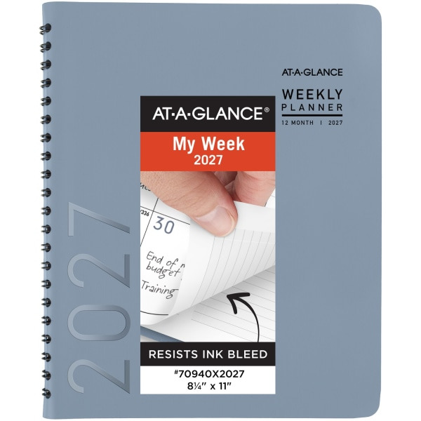 AT-A-GLANCE Contemporary 2027 Weekly & Monthly Planner, 8 1/4 x 11 in - Drizzle