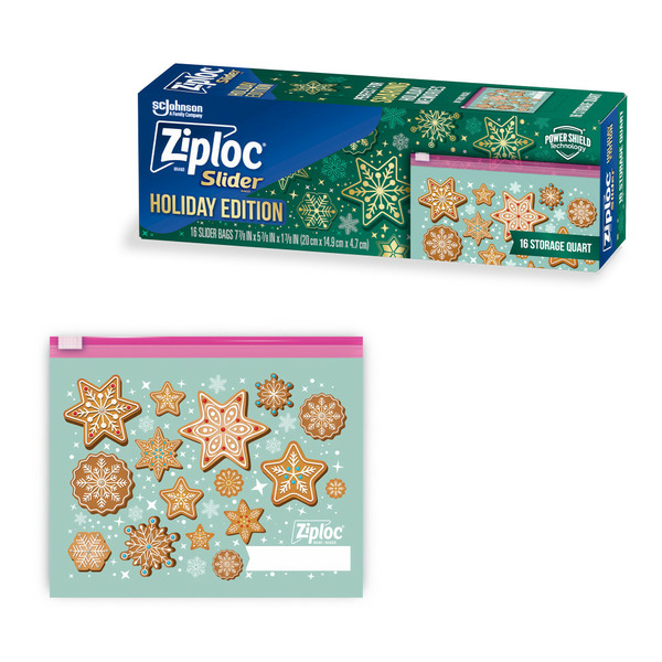 H-E-B Ziploc Holiday Slider Storage Bags, Reusable, Easy-Close