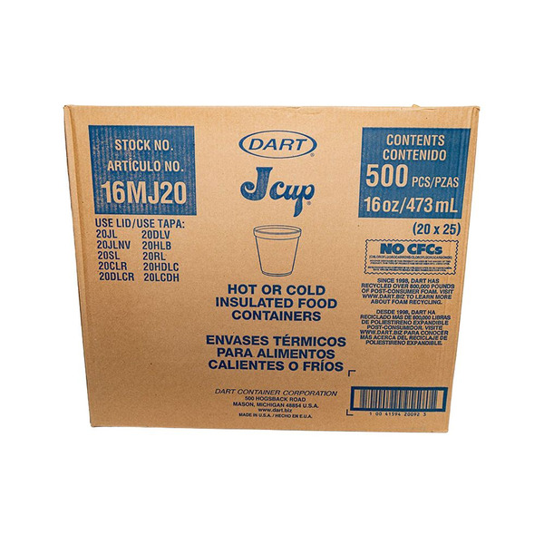 Dart - 16MJ20 - 16 oz Foam Squat Cup Container - 500 ct