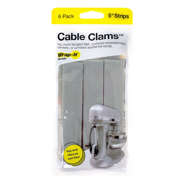 Wrap-It Storage Cable Clams - Grey - 5"