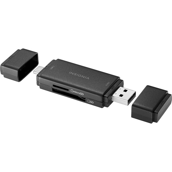Insignia USB 3.2 & USB-C SD & MicroSD Memory Card Reader - Black