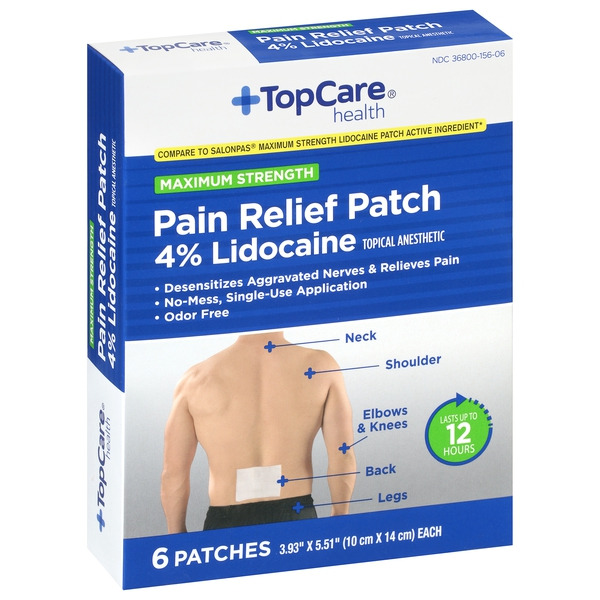TopCare Pain Relief Patch, Maximum Strength, 4% Lidocaine Same-Day Delivery or Pickup