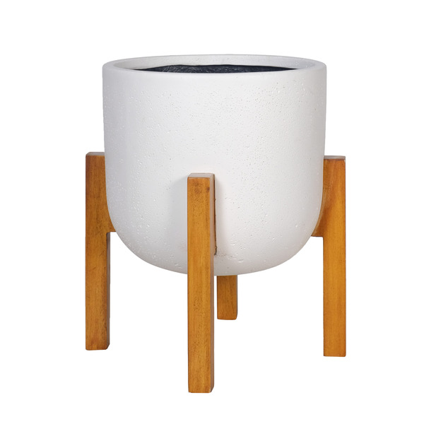 Origin21 11.88-in W x 11.88-in L x 13-in H Matte White Mixed/Composite Round Planter