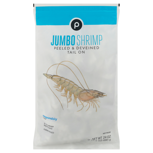 Publix Shrimp, Peeled & Deveined, Tail On, Jumbo