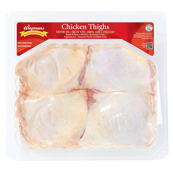 Wegmans Wegmans Antibiotic Free BoneIn SkinOn Chicken Thighs SameDay