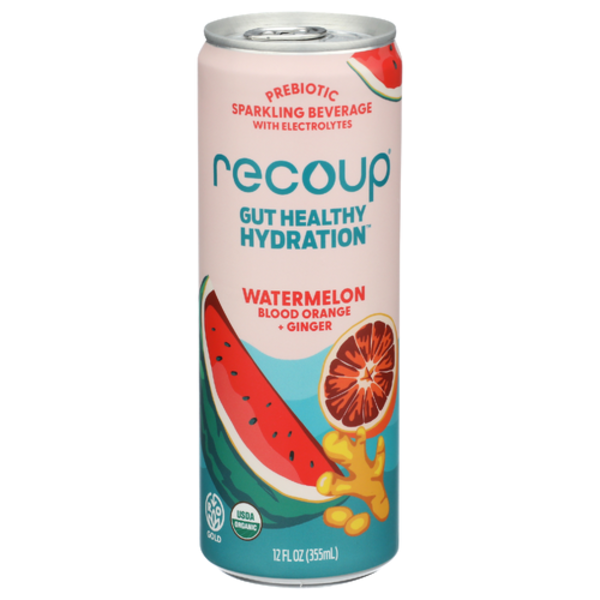 Recoup Beverage Watermelon Blood Orange Ginger Sparkling Prebiotic Beverage