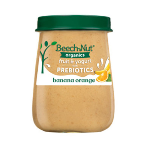 Beech-Nut Organics Fruit & Yogurt Baby Food + Prebiotics, Banana Orange, Stage 2, 4oz Jar