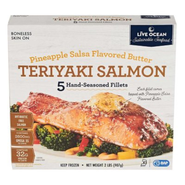 LiveOcean Pineapple Salsa Flavored Butter Teriyaki Salmon Hand