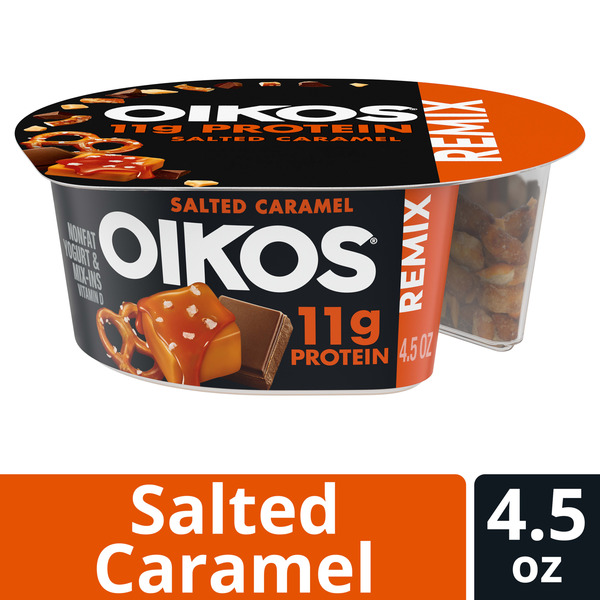 Oikos Remix Salted Caramel High Protein Nonfat Greek Yogurt  With Mix-Ins