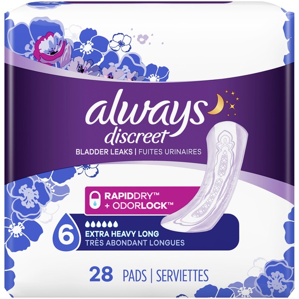 Always Incontinence Pads, Extra Heavy Absorbency, Long Length (28 ct