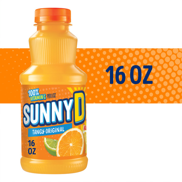 Sunny C出品 SunnyD Tangy Original Orange Juice Drink, 16 FL OZ Bottle Same-Day