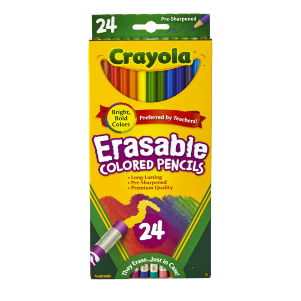 Crayola Colored Pencils, Erasable, Pre-Sharpened
