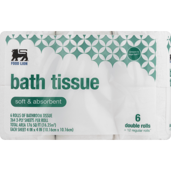Food Lion Bath Tissue, Soft & Absorbent, Double Rolls (6 ct) Instacart