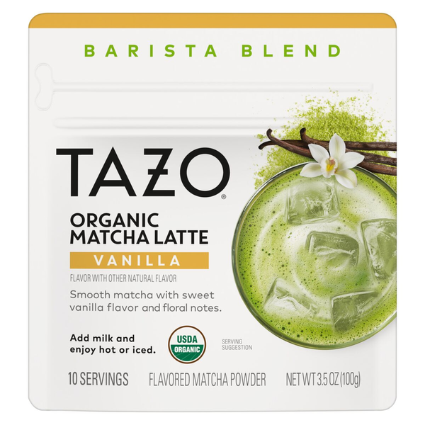 TAZO Tea Organic Vanilla Matcha Latte Powder Sweetened with Organic Sugar