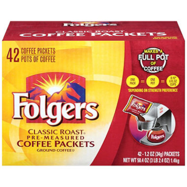 Folger's - Classic Roast Ground Coffee Packets - 42/1.2 oz packets