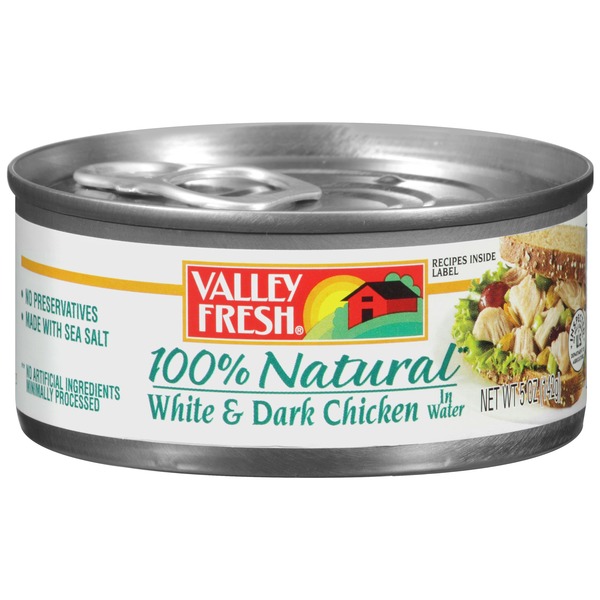 Valley Fresh 100 Natural White & Dark Chicken in Water (5 oz) Instacart
