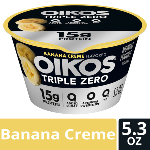Oikos Triple Zero Banana Crème Greek Yogurt Same-Day Delivery or
