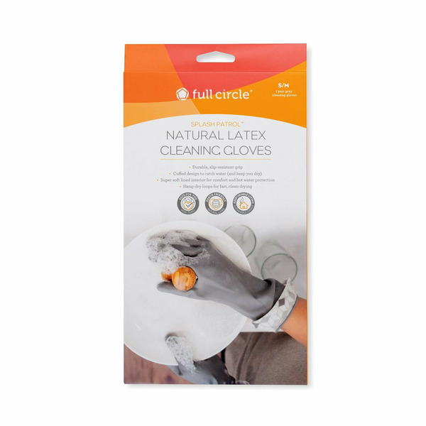 Full Circle Splash Patrol, Natural Latex Cleaning Gloves, Medium