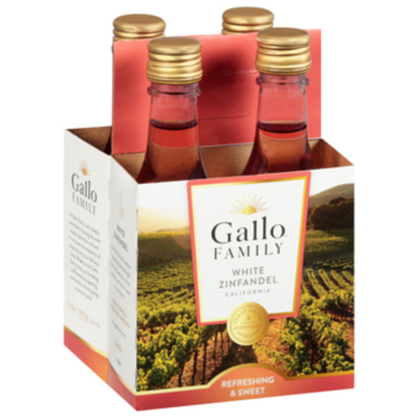Gallo Family Vineyards White Zinfandel Wine 4 Single Serve Bottles