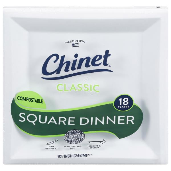 Chinet Classic Compostable Square Dinner 9-1/2 Inch Plates Same-Day ...