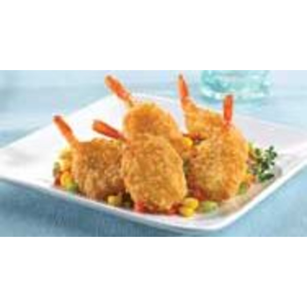Frozen Gold Pak Breaded Fantail Shrimp, 16/20, 2.5 lb box