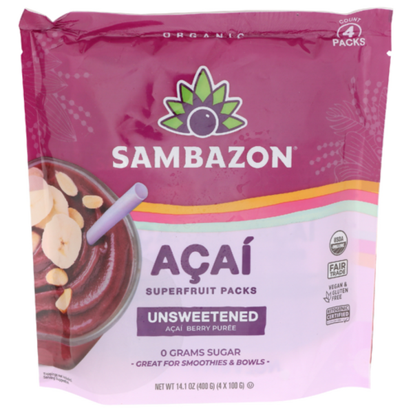 Sambazon Unsweetened Frozen Açaí Superfruit Packs Same-Day