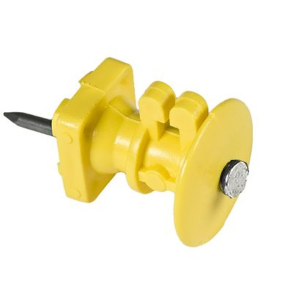 American Farm Works Wood Post Knob Insulators for 9-22 Gauge Steel, Aluminum and High-Tensile Wire, Yellow, 25-Pack