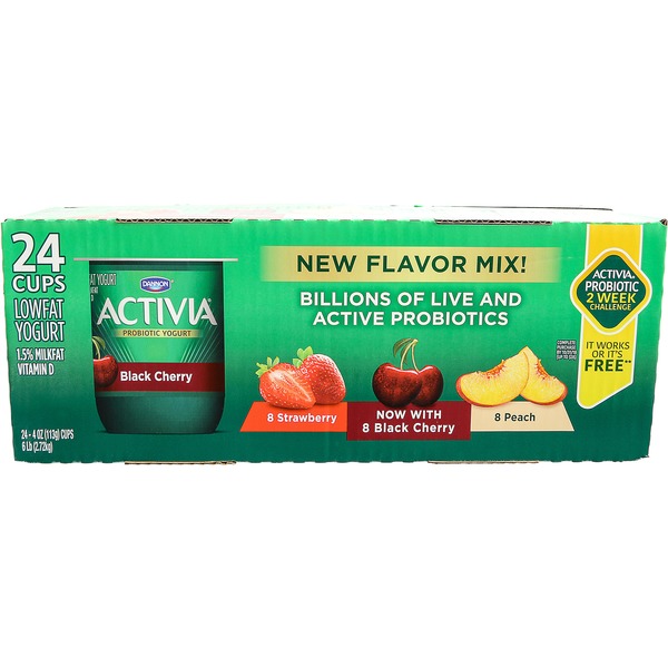 Activia Strawberry, Black Cherry & Peach Probiotic Lowfat Yogurt (4 oz