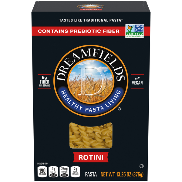 Dreamfields Rotini Pasta, Vegan with 5g Fiber