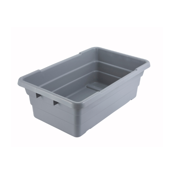 Winco - Nesting Polypropylene Lug Box, Gray, 24" x 15" x 8" - 1 Ct.