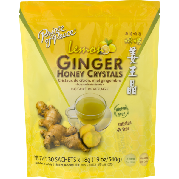 Prince of Peace Instant Beverage, Gluten Free, Ginger Honey Crystals, Lemon, Pouch