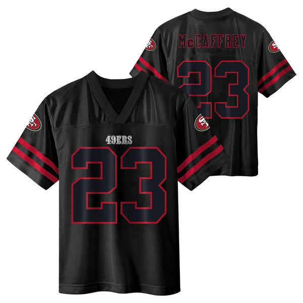 NFL San Francisco 49ers Christian McCaffrey Youth Short Sleeve Jersey, S - Black