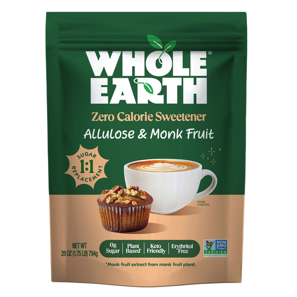 Whole Earth Allulose & Monk Fruit Zero Calorie Sweetener, 28 oz
