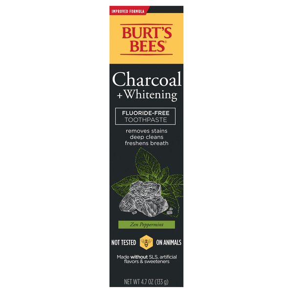 Burt's Bees Toothpaste, Fluoride-Free, Zen Peppermint, Charcoal +