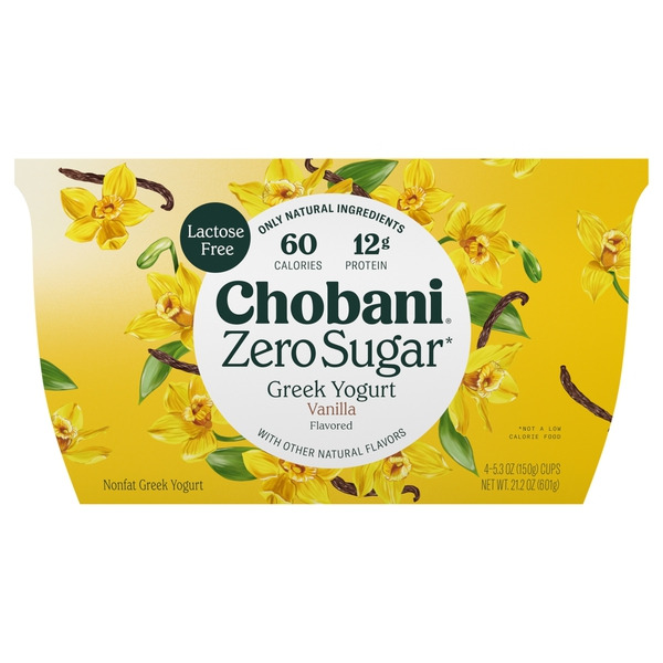 Chobani Zero Sugar Nonfat Vanilla Flavored Greek Yogurt