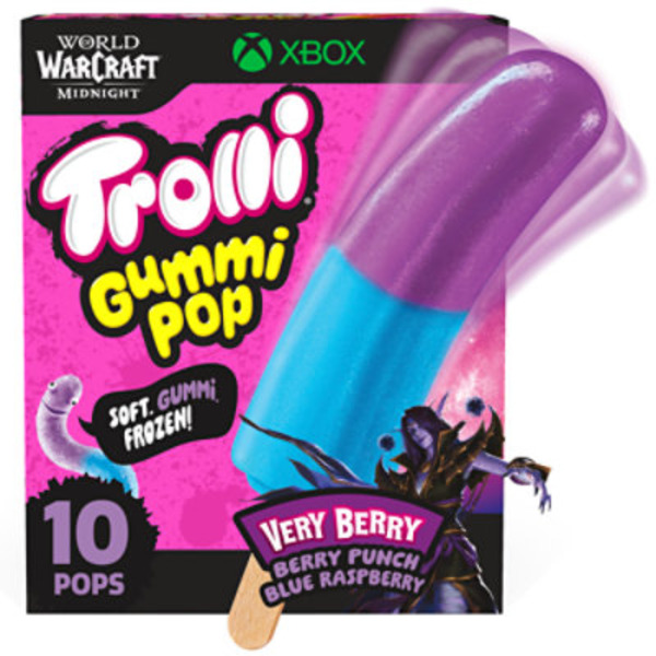 Trolli Frozen Gummi Pops Sour Gummy Candy Frozen Snacks, Very Berry, 10 count