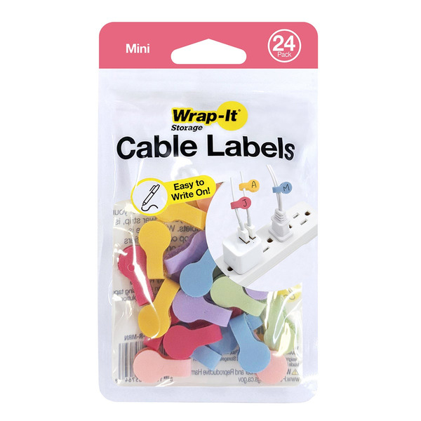 Wrap It Mini Cable Labels, 5/16 x 4-1/2 x 5-1/2 in - Macaron