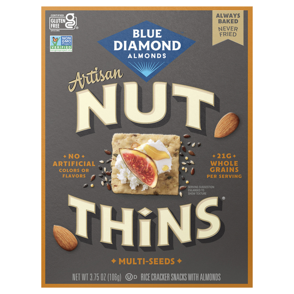 Blue Diamond Artisan Multi-Seed Rice Cracker Snacks with Almonds