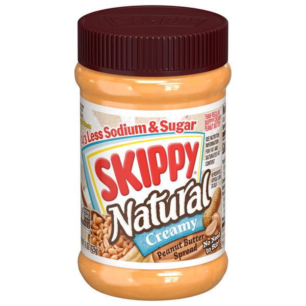 SKIPPY Creamy Natural 1/3 Less Sodium And Sugar Peanut Butter Spread