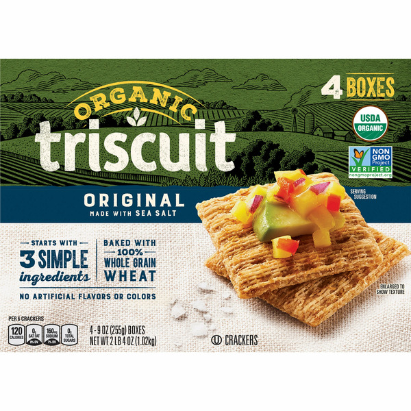 Triscuit Organic Original Crackers - Whole Grain Wheat Vegan Snacks